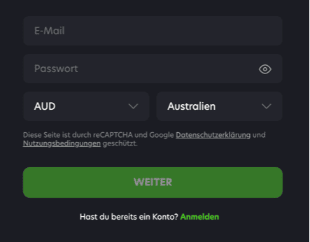 Registration at Neospin casino